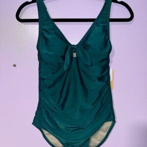 Kona Sol Green One Piece Front Knot Bathing Suit Size M 8-10